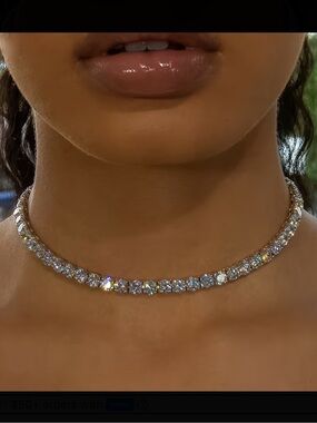 Bling Refined Silver Crystal Choker Necklace